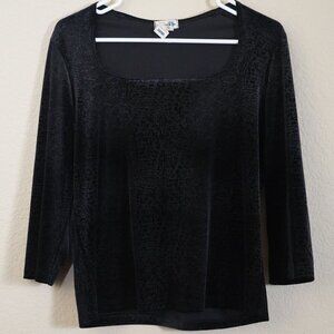 Vintage Paul Harris Design Square Neck Velvet Animal Burnout M Whimsigoth 90s